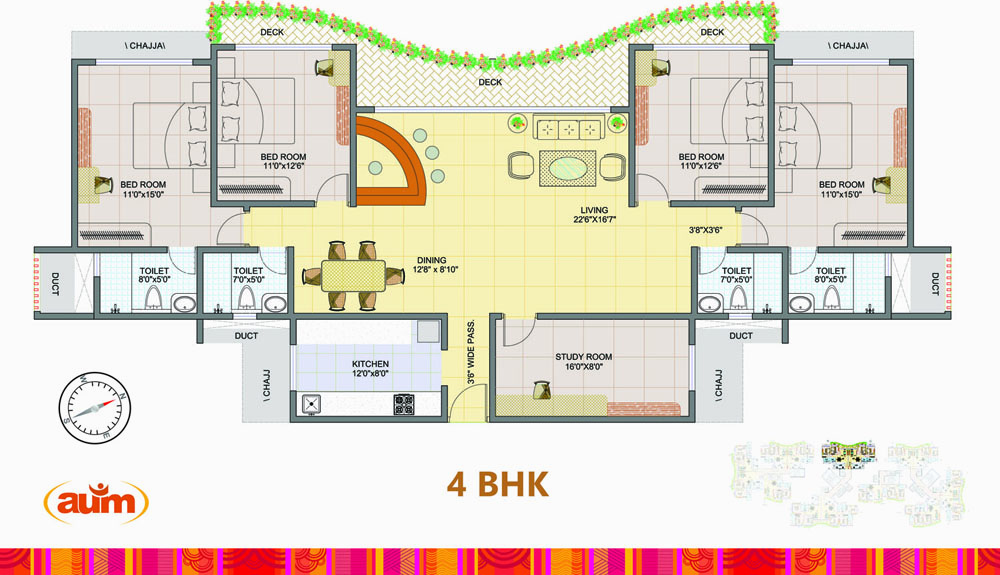 Tridhaatu Aum 4BHK Floor Plan
