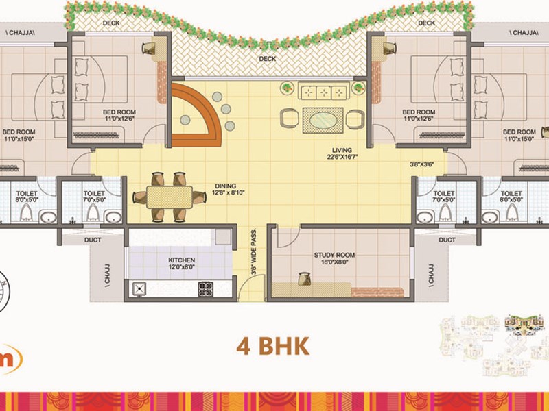 Tridhaatu Aum 4BHK Floor Plan