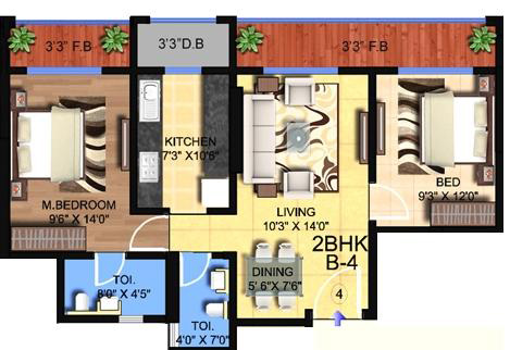 Hillcrest 2BHK Wing B Type 2