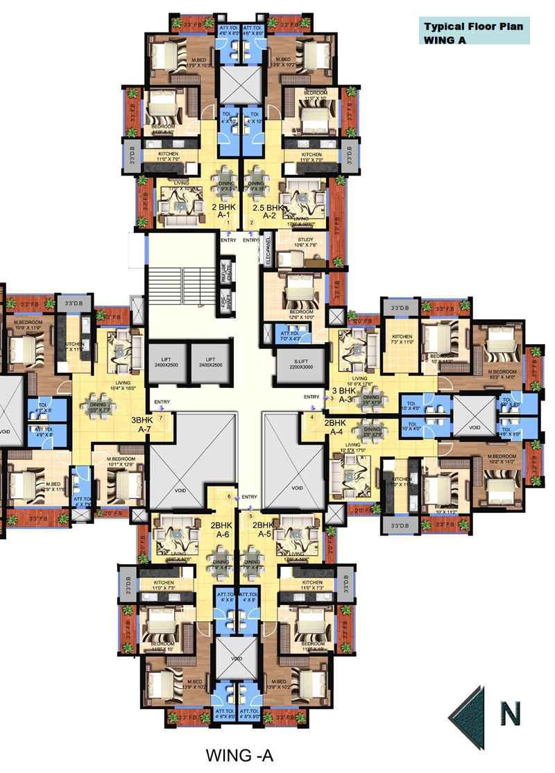 5670 Oth Hillcrest Wing A Typical Floor Plan - Hillcrest, Andheri East