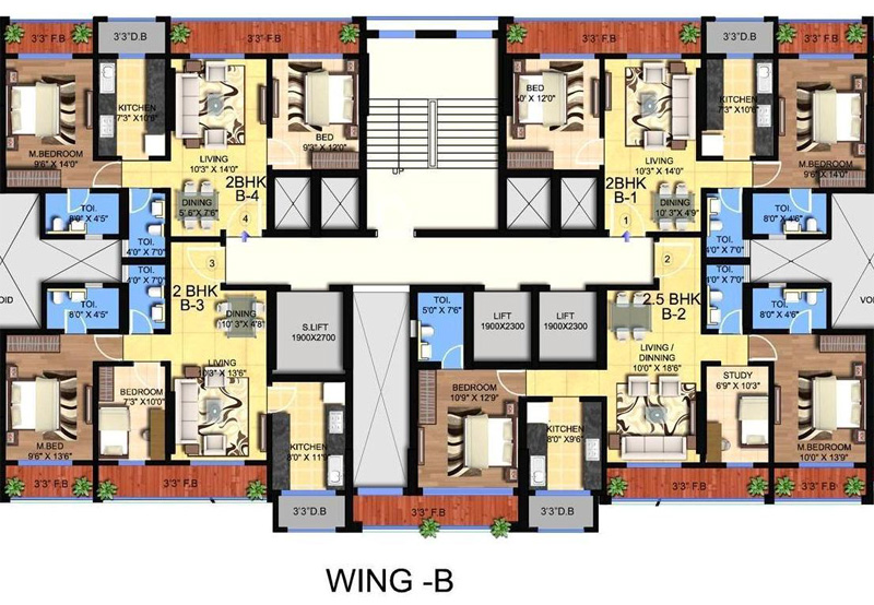 5670 Oth Hillcrest Wing B Typical Floor Plan - Hillcrest, Andheri East