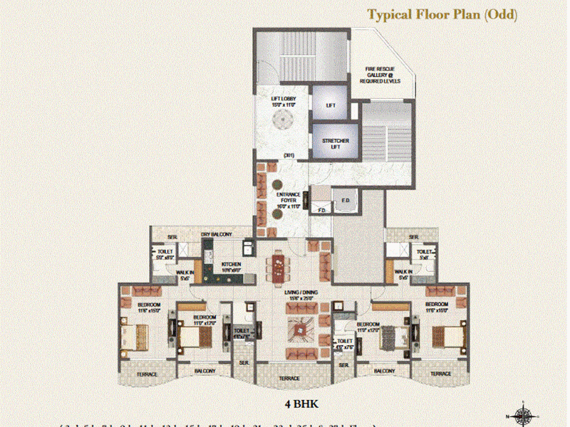 Sai Mannat Typical Floor Plan Wing C - Odd
