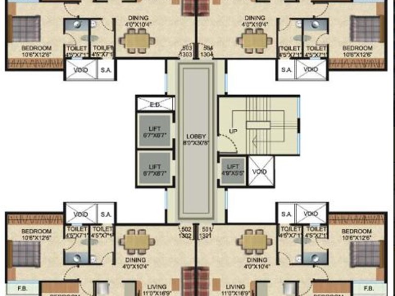 5 and 13 Floor Plan