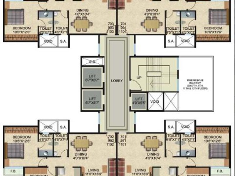 7, 9 and 11 Floor Plan