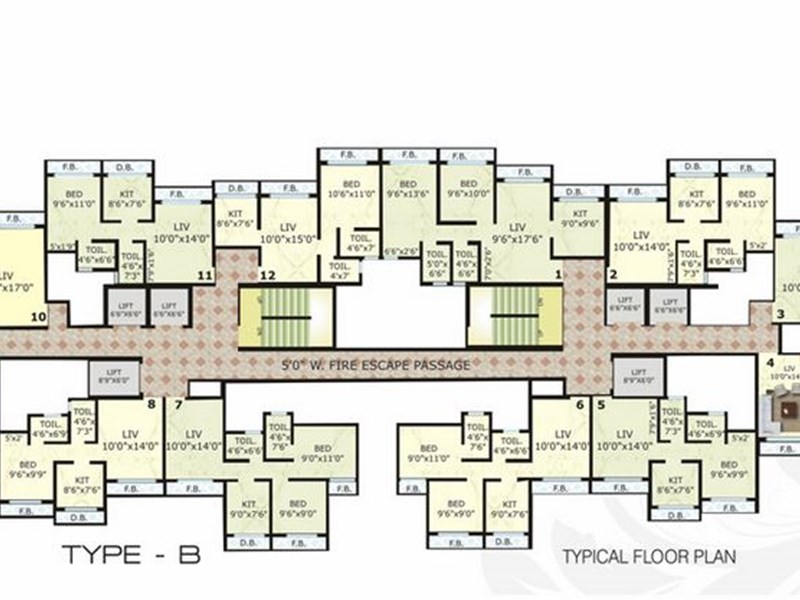 Type B Typical Floor Plan 
