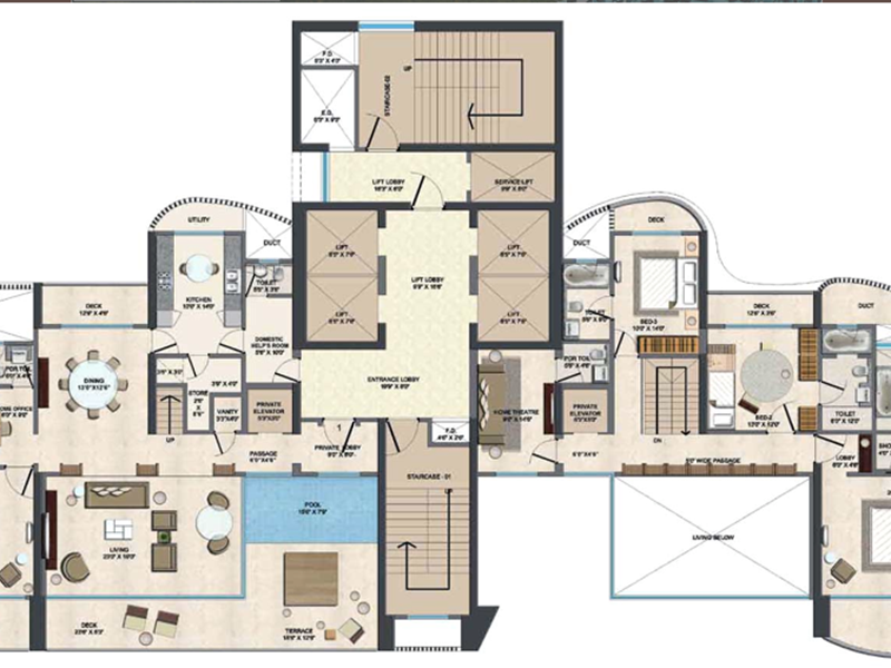 Duplex Lower Floor Plan