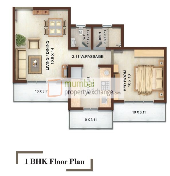 1BHK Floor Plan