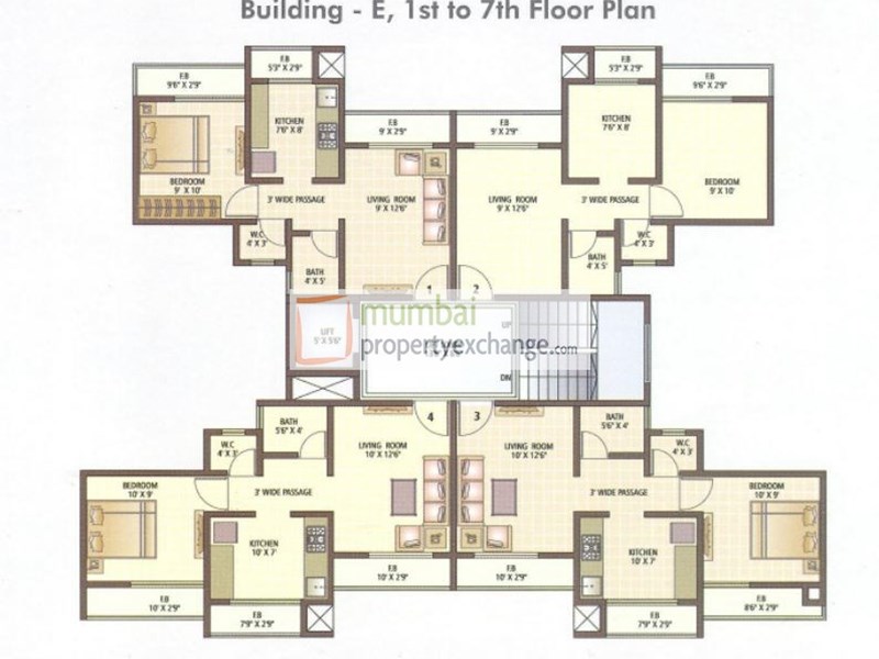 Build E, 1-7th Floor Plan