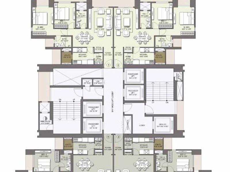 Lodha Venezia Typical Floor Plan West Tower