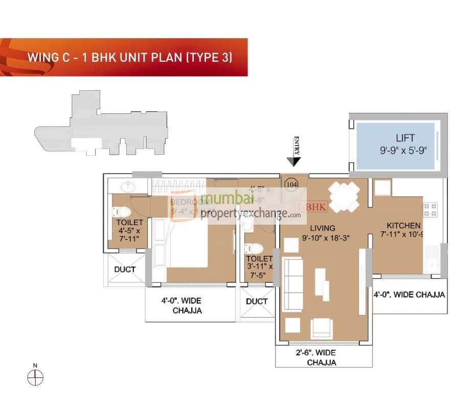 Ruparel Orion 1BHK Wing C Type 3