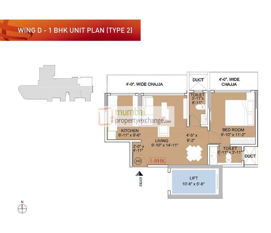 Ruparel Orion 1BHK Wing D Type 2