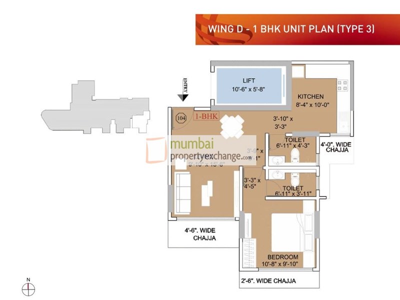 Ruparel Orion 1BHK Wing D Type 3