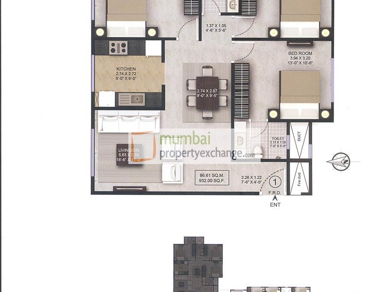 3 bhk floor plan