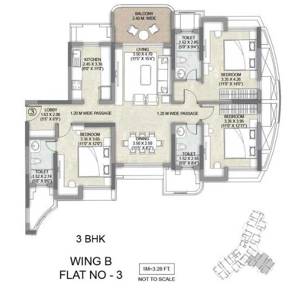 Kalpataru Siddhachal Eite 3BHK WingB Apt-03