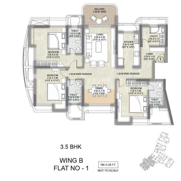 Kalpataru Siddhachal Elite 3.5BHK Wing B Apt-01