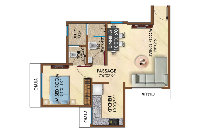 Arunoday Heritage 1BHK Plan