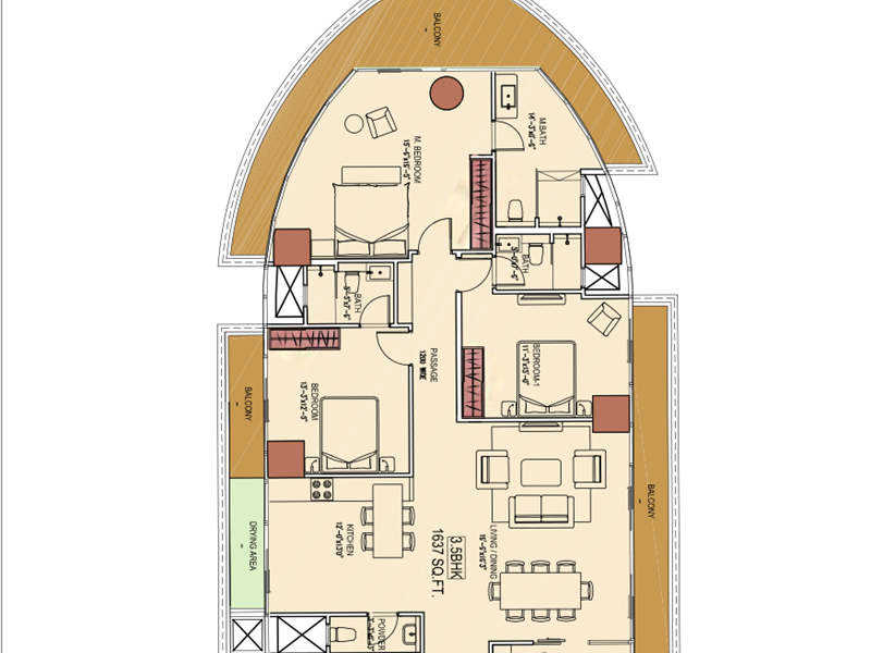 3.5 BHk Floor Plan