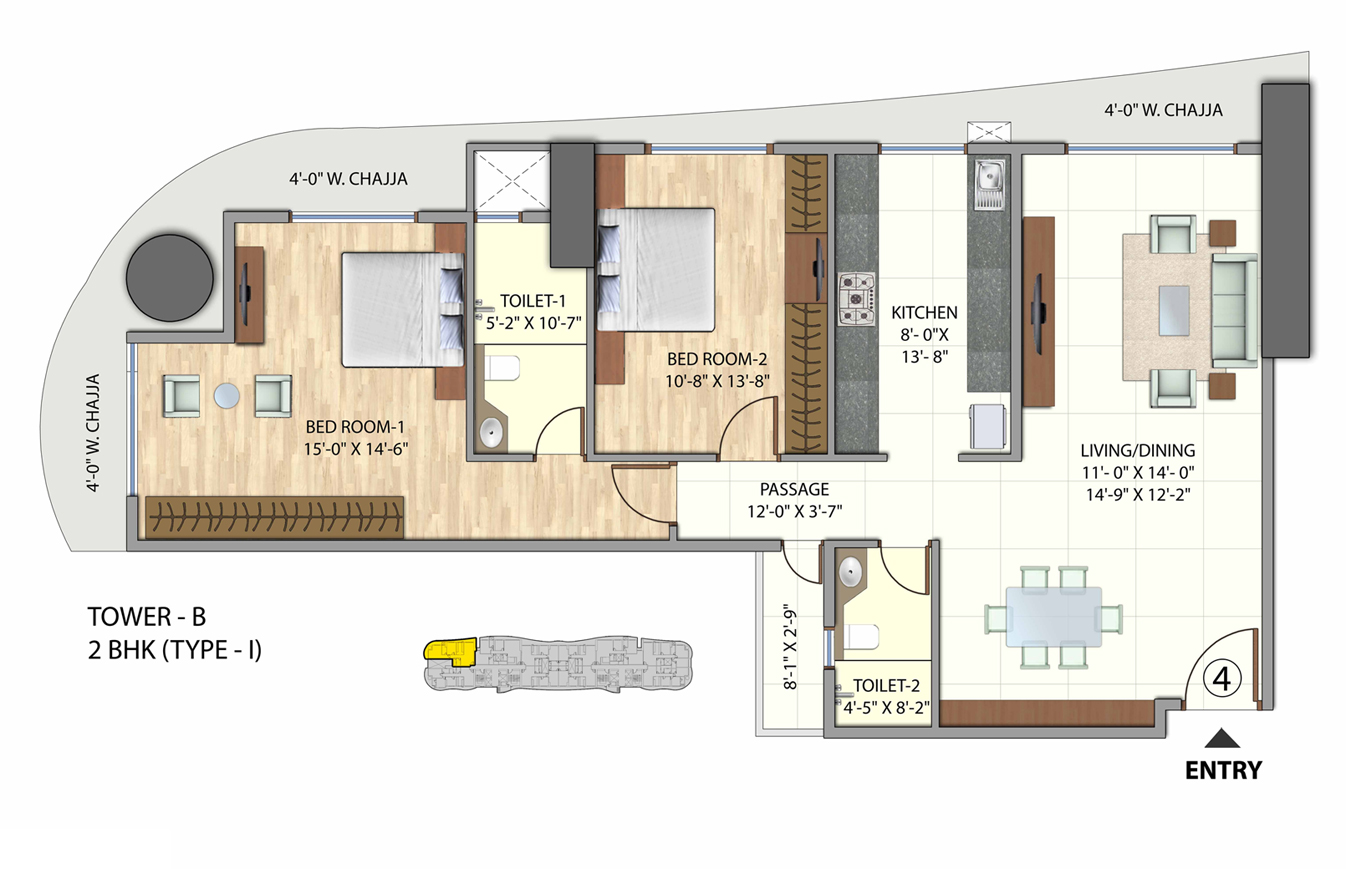 Omkar Meridia 2BHK Type I Tower B
