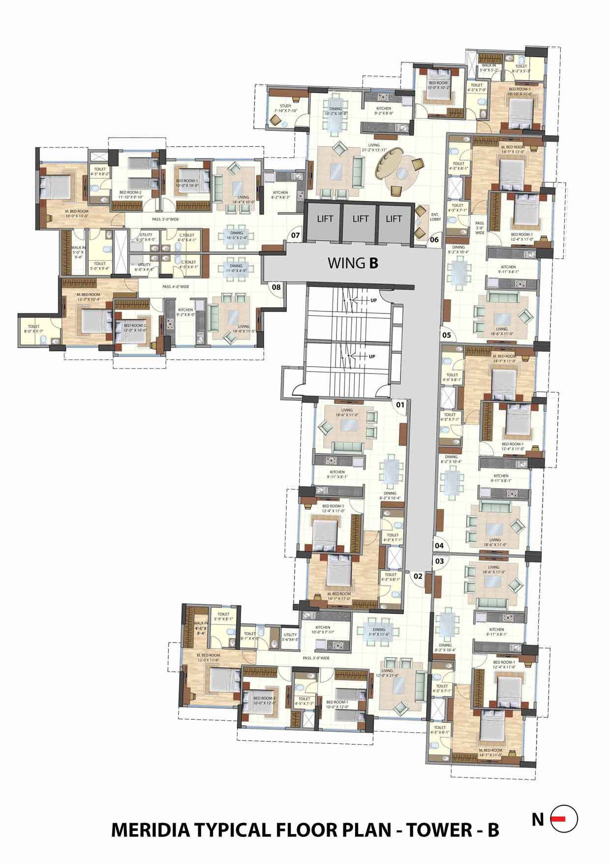 Omkar Meridia Tower B Typical Floor Plan