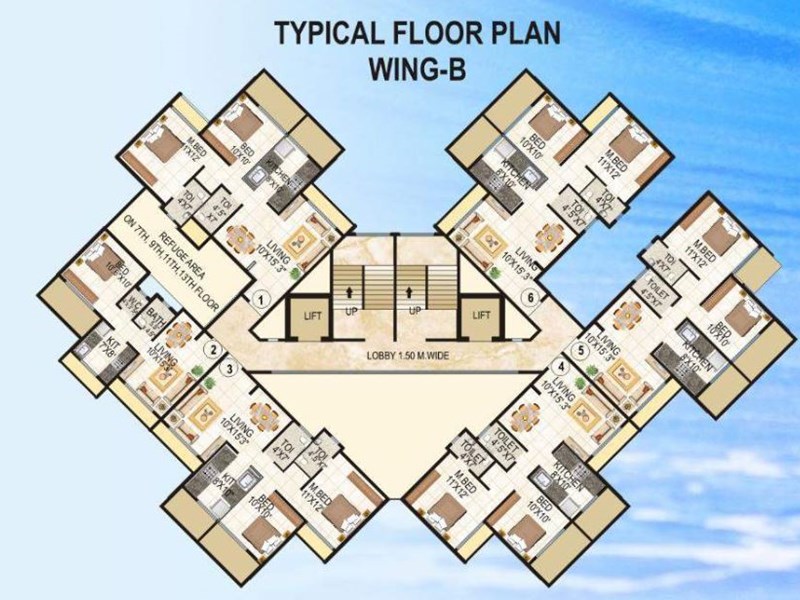 La Riveria Typical Floor Plan Wing B