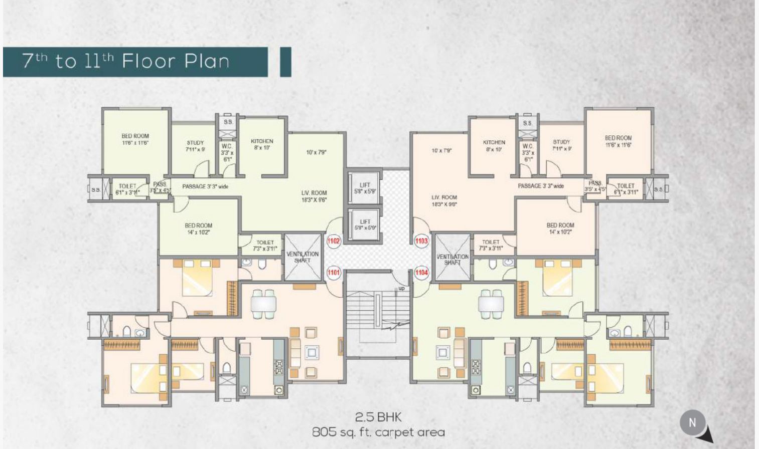 7th - 11th Floor Plan