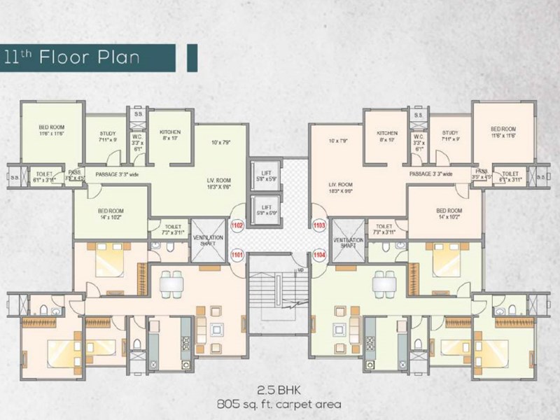 7th - 11th Floor Plan