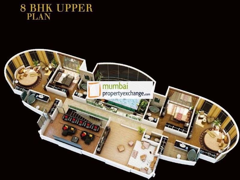 8 BHK Upper Floor Plan