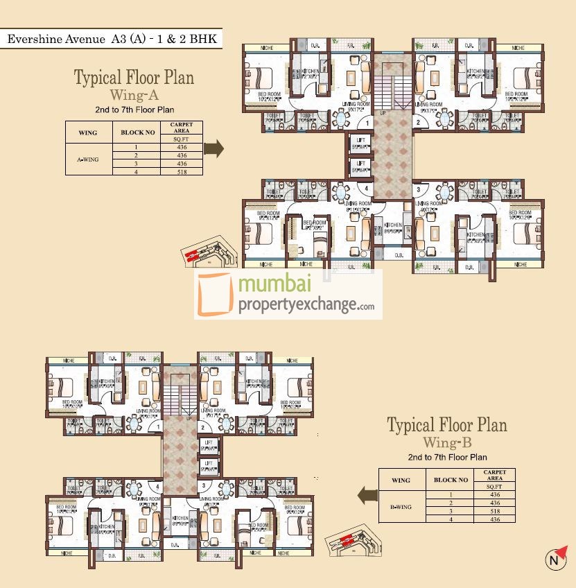 A3, 1&2BHK Floor Plan