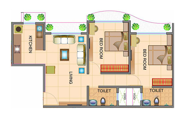 Shamik Elegant 2BHK Plan