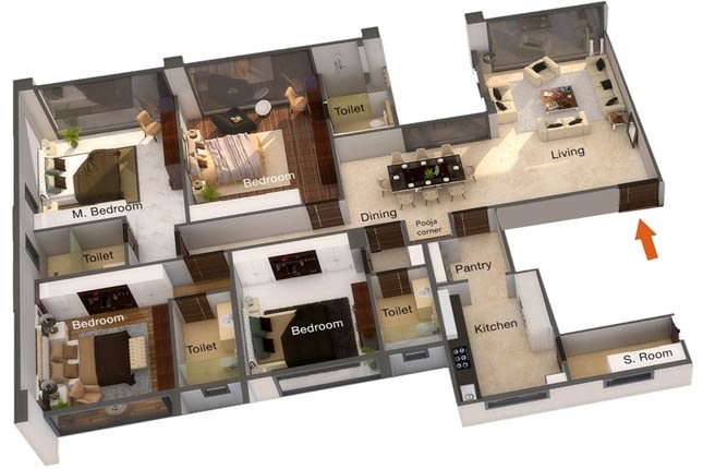 Marathon Emblem 4BHK Layout