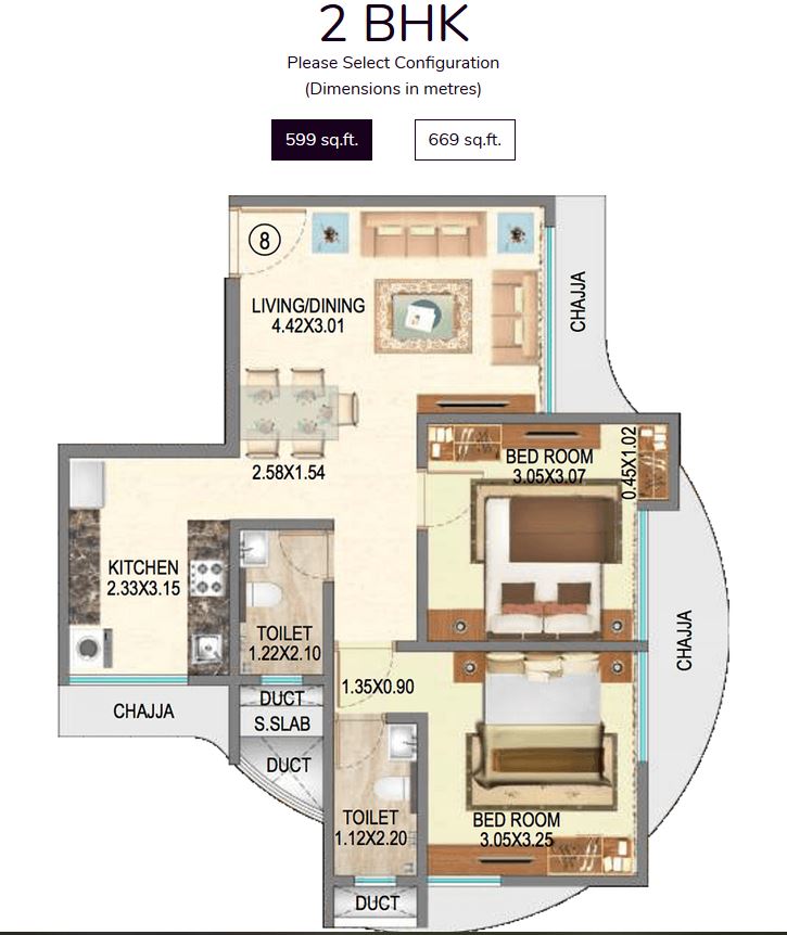 Royal Oasis 2BHK Type 1