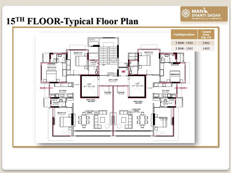 Shanti Sadan 15th Floor Typical Floor Plan