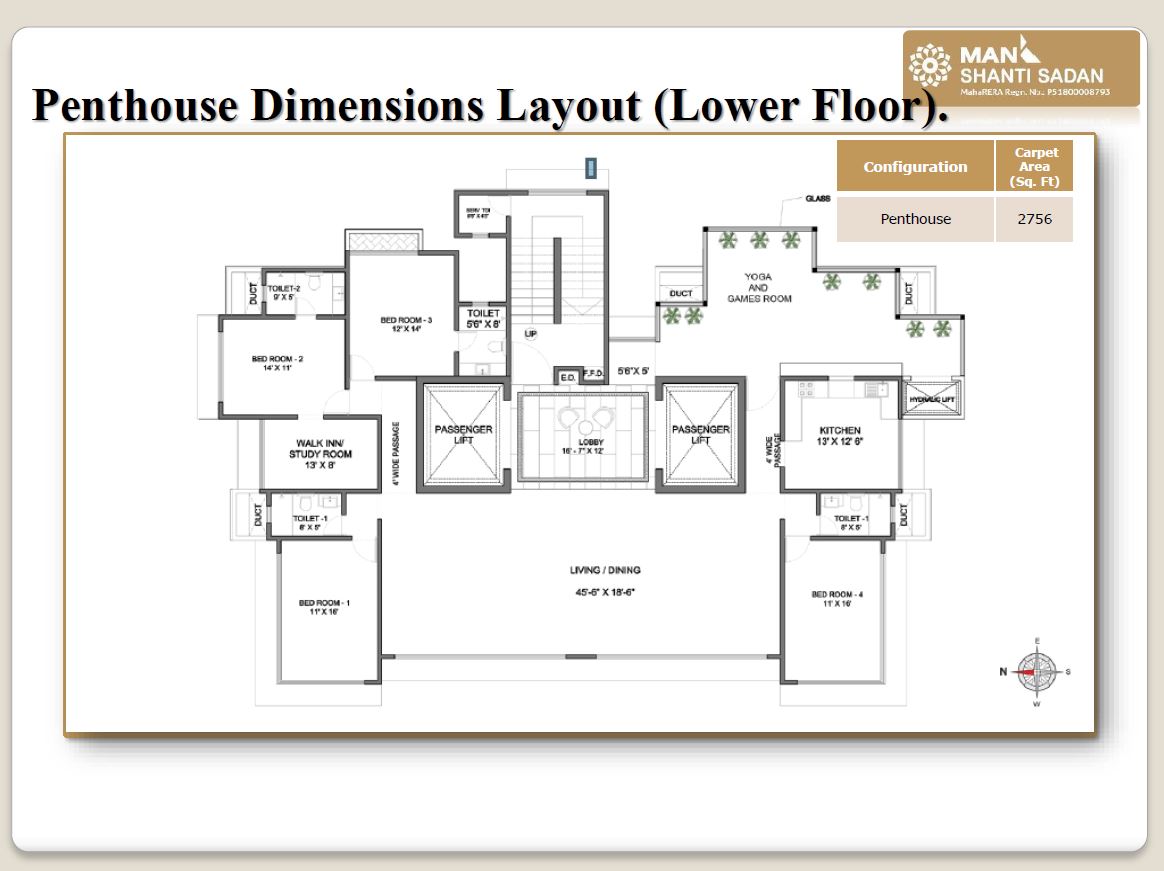 Shanti Sadan Penthouse Floor Plan Lower Floor