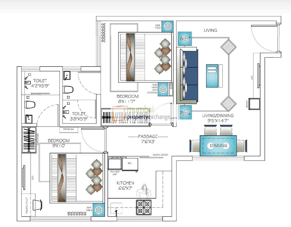 Flat on rent in Unity Tower, Lower Parel