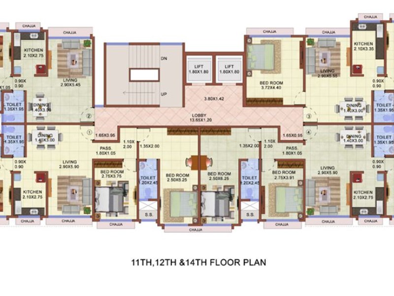 11th, 12th & 14th Floor Plan