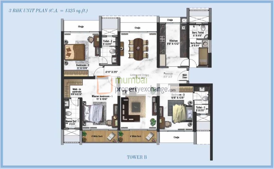 Tower B 3BHK Plan