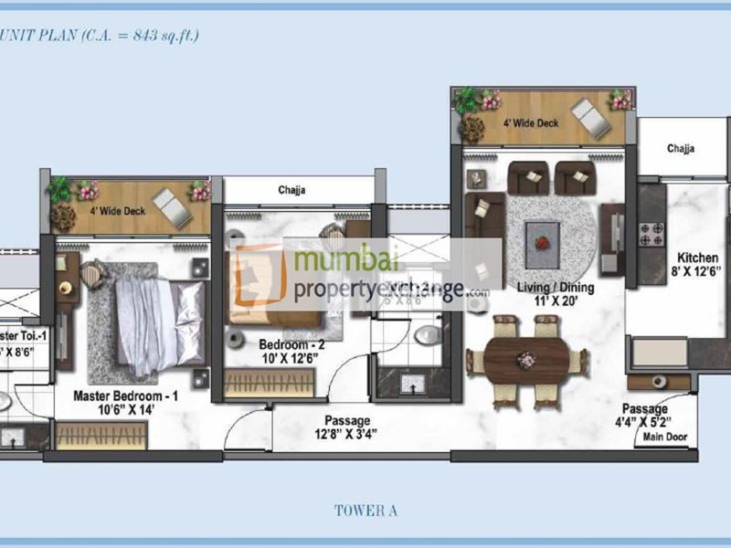 Tower A 2BHK Plan