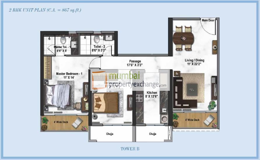 Tower B 2BHK Plan