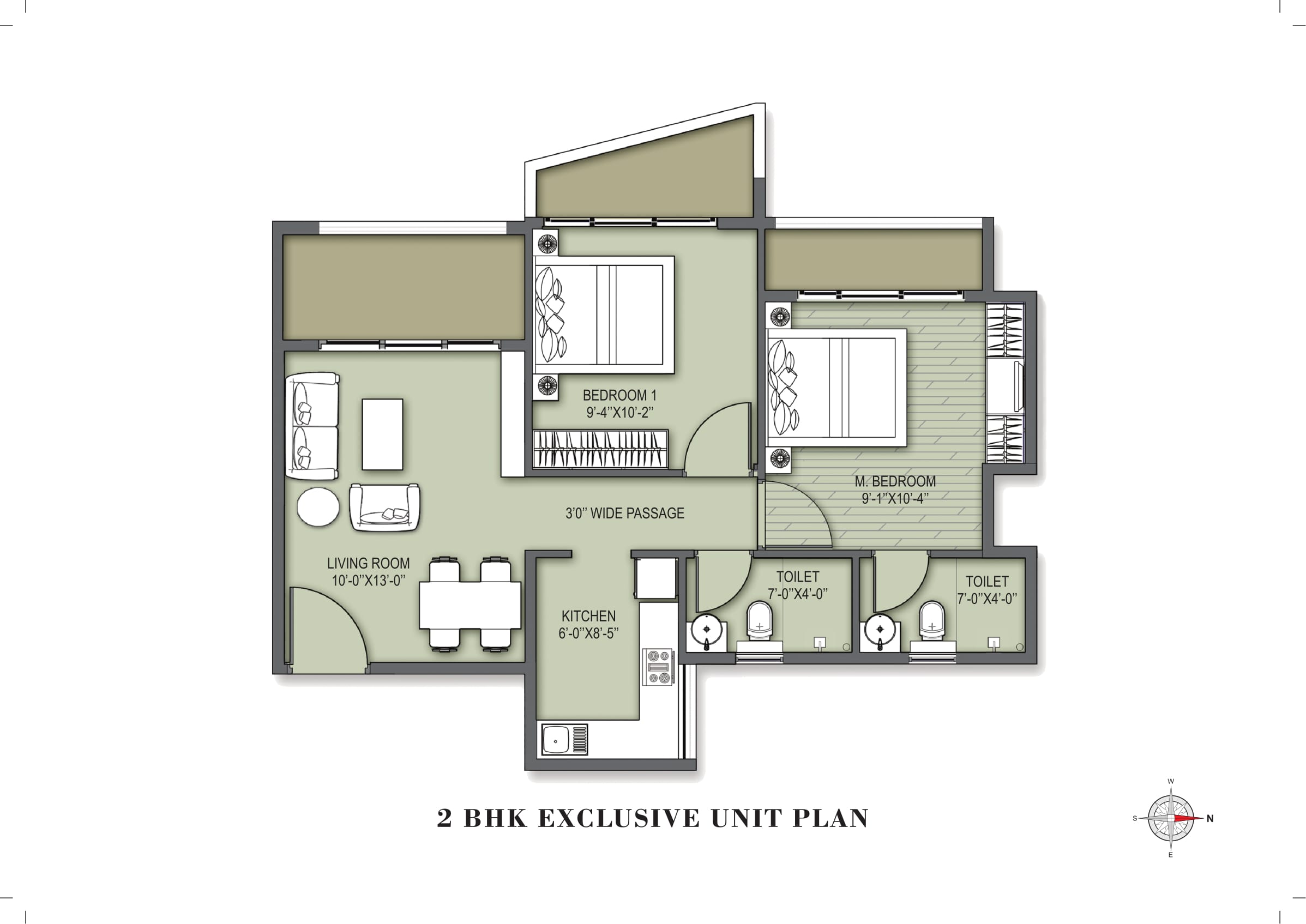 Avant Garde 2BHK Exclusive Unit Plan