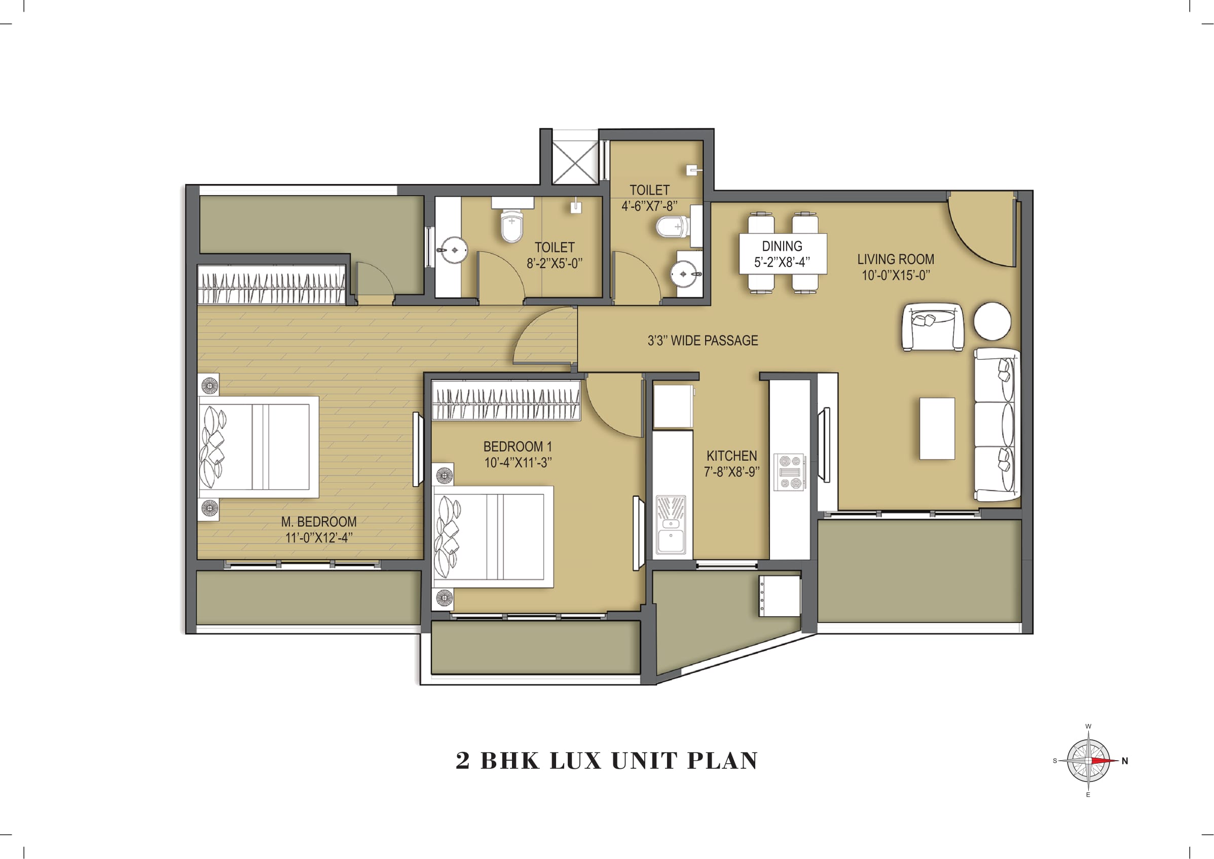 Avant Garde 2BHK Lux Unit Plan
