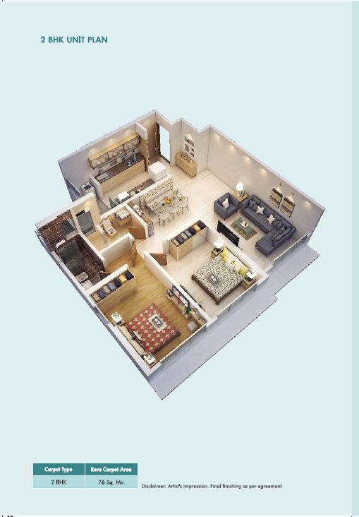 Sumit Garden Grove 2BHK Plan