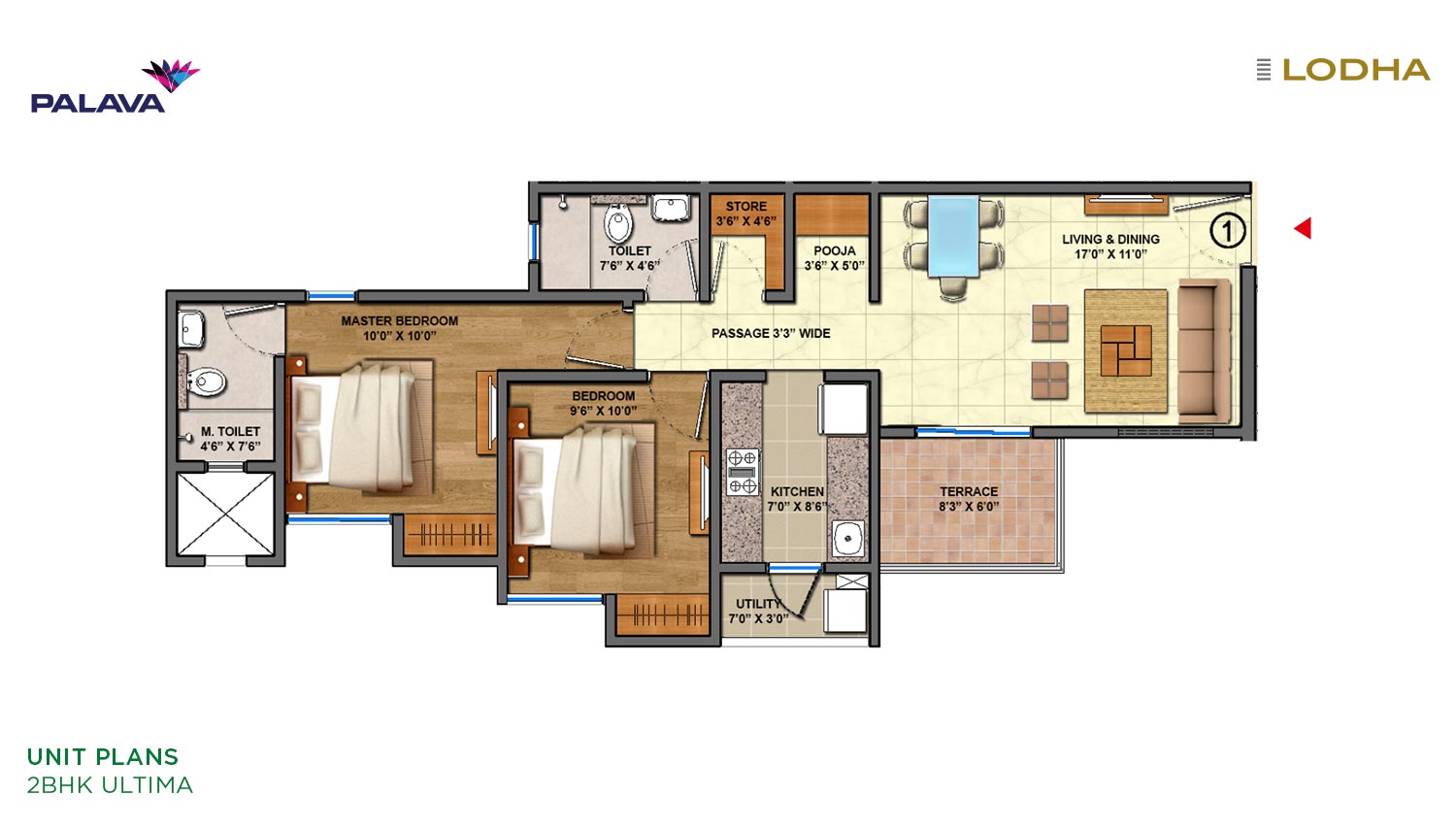 Lodha Lakeshore Greens Unit-plan-2BHK-ultima-1