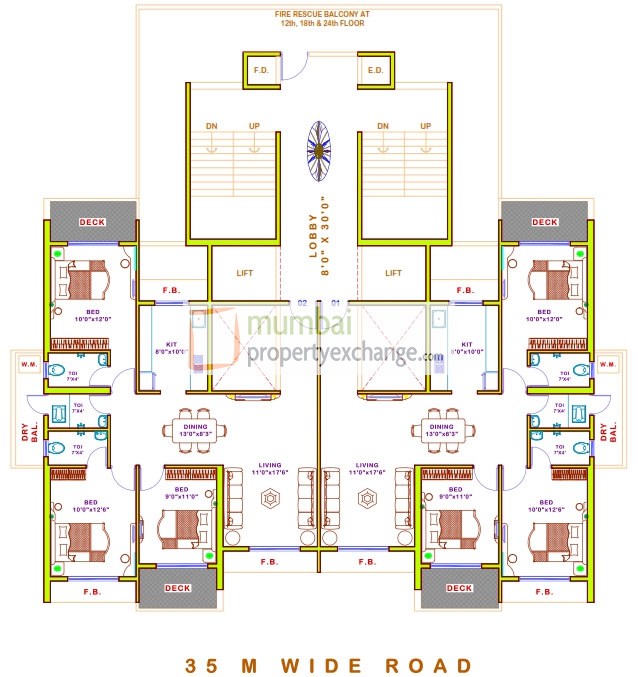 6,12,18,24th Floor Plan