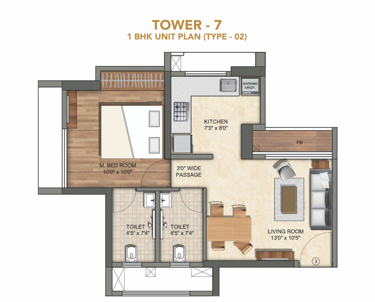 Tower - 7 1 BHK Configuration