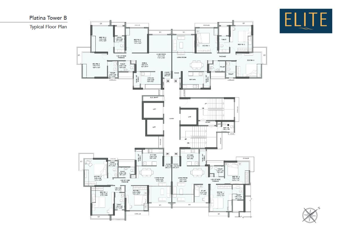 Wadhwa Elite Typical Floor Plan Platina Tower B