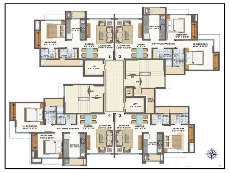 Bhoomi Acres Wing M Typical Floor Plan