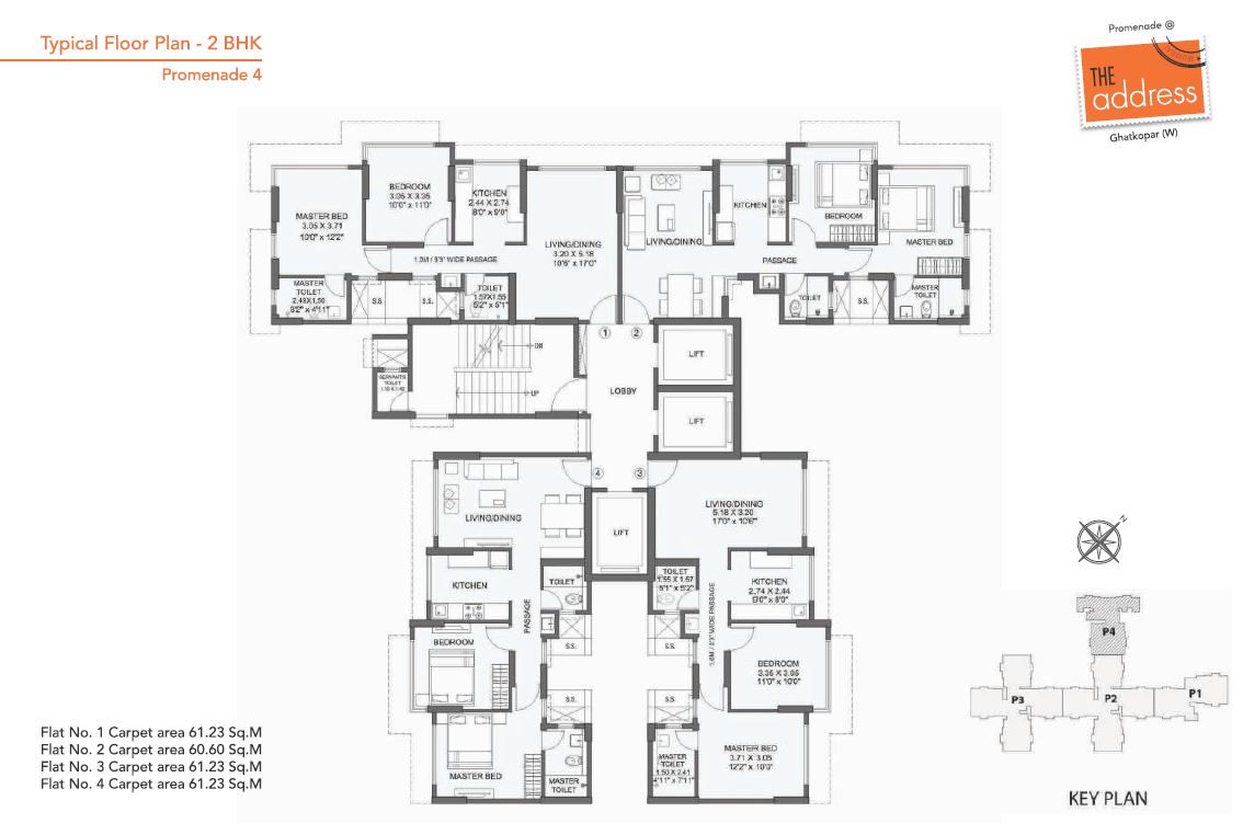 Wadhwa The Address Promenade 2BHK Promenade 4 Typical Plan