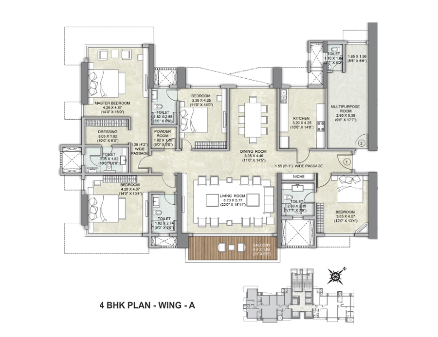 9775_oth_Kalpataru_Avana_4BHK_plan_Wing_A
