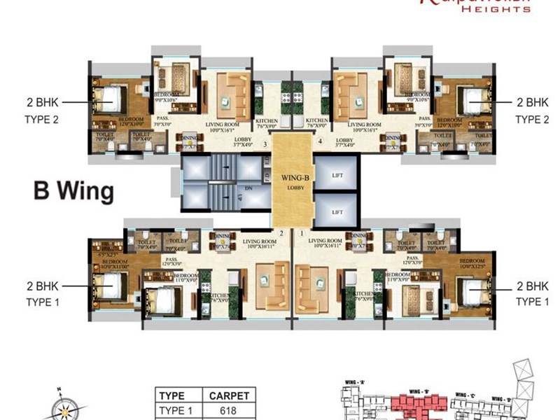Kalpavruksh Heights Wing B Typical floor Plan