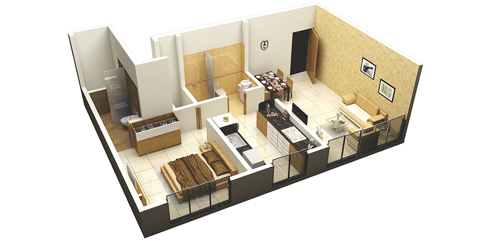 Swaroop Residency 1BHK Plan